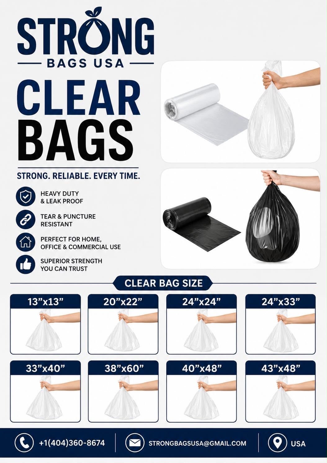 clear/black trash bags